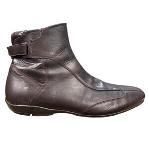 Bacco Bucci Llorente Brown Leather Side Strap Ankle Boots Size 43 US 10